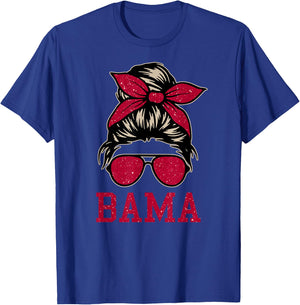 BAMA Women Girl Mom Messy Bun Hair. T-Shirt - T-Shirt | Royal