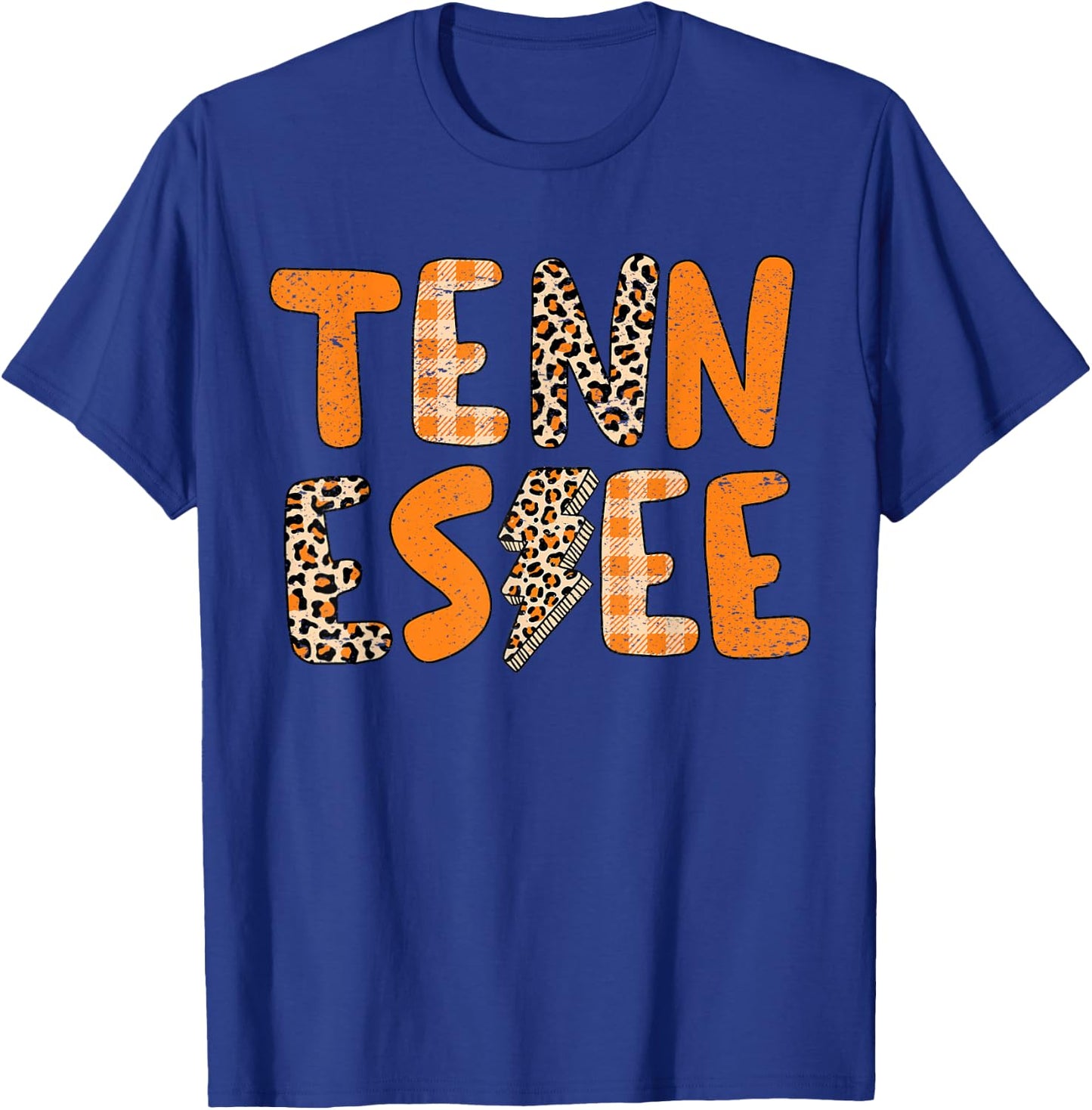 Tennessee State Flag Orange Plaid Leopard TN T-Shirt - T-Shirt | Royal
