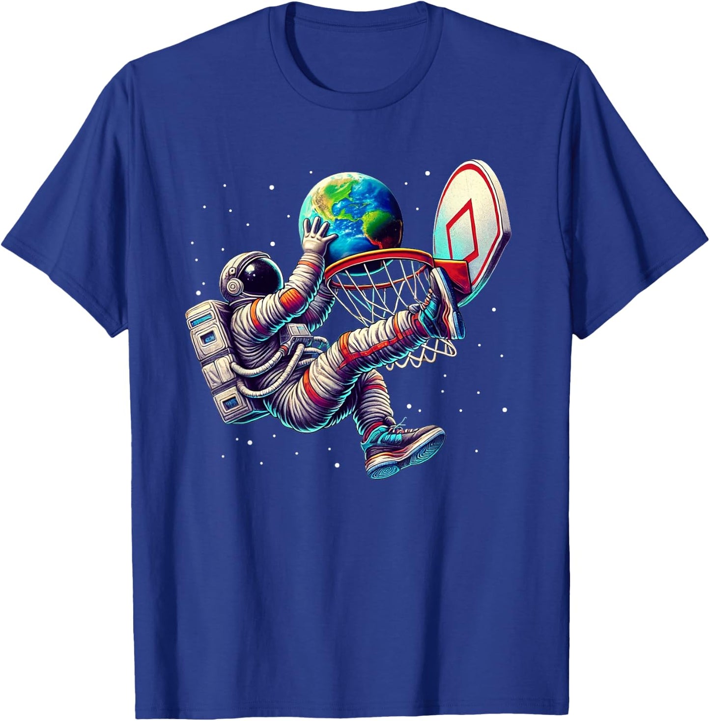 Astronaut Basketball Men Women Kids Outer Space T-Shirt - T-Shirt | Royal