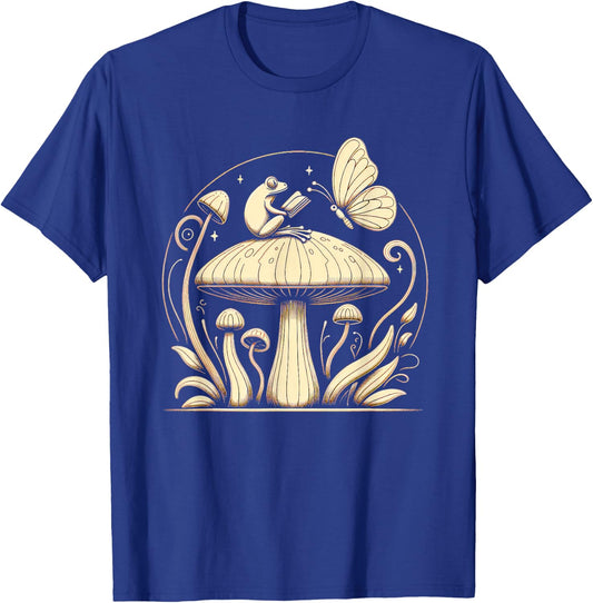 Cottagecore Mushroom Frog Dark Academia Women Goblincore T-Shirt - T-Shirt | Royal