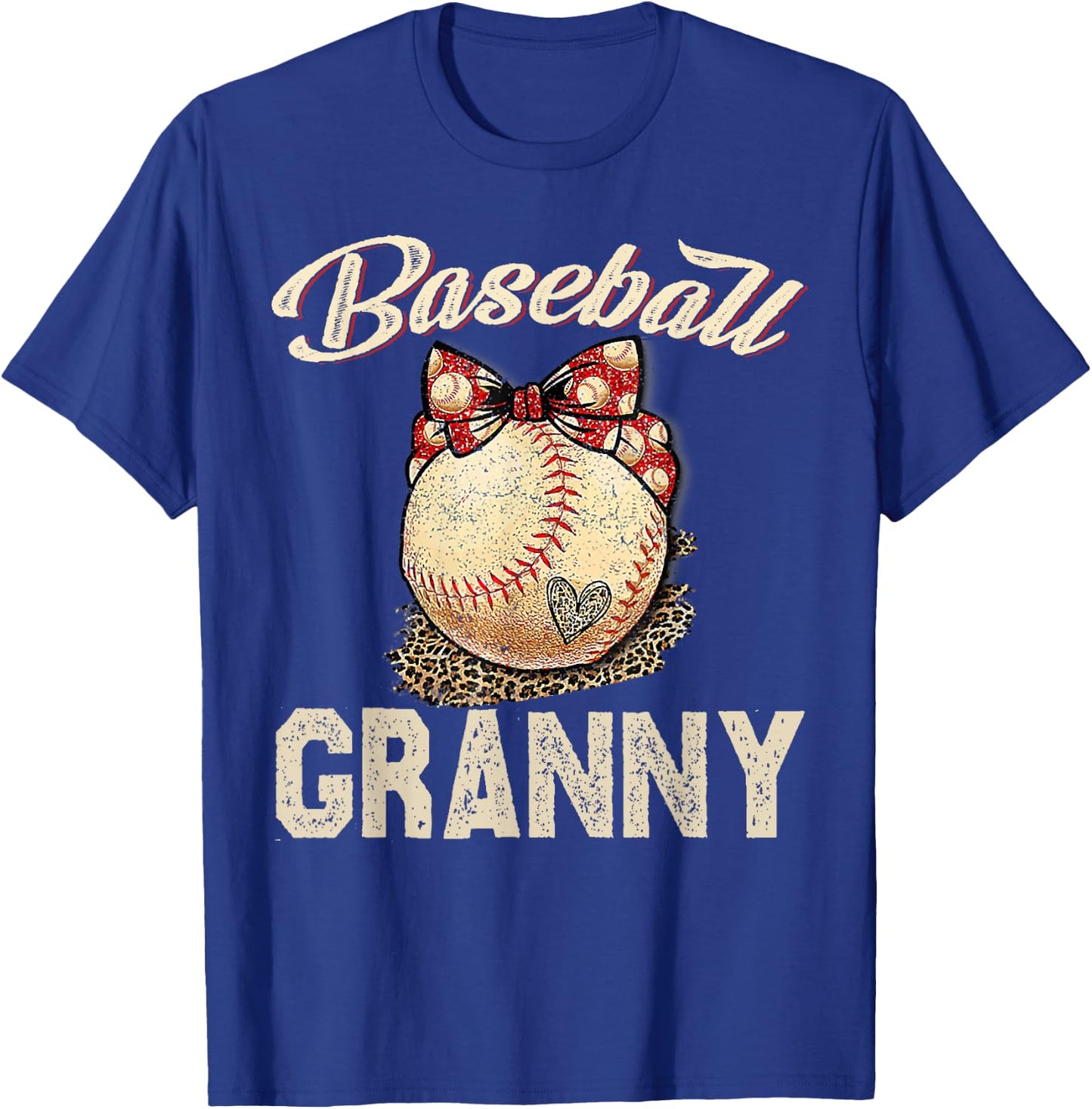 Softball Baseball Granny Shirt Leopard Mother's Day Gifts T-Shirt - T-Shirt | Royal