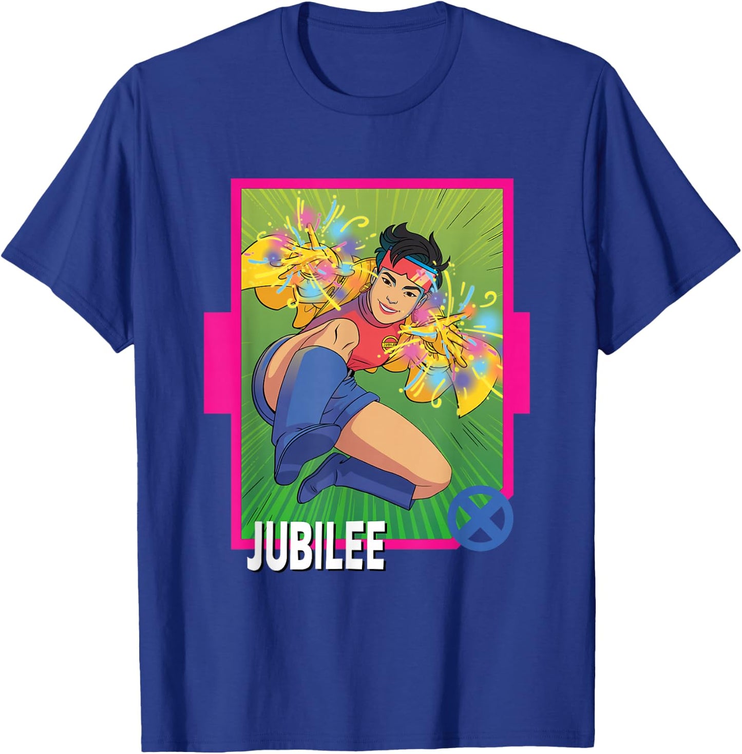 Marvel X-Men '97 Classic Jubilee Vintage Super Hero Card T-Shirt - T-Shirt | Royal