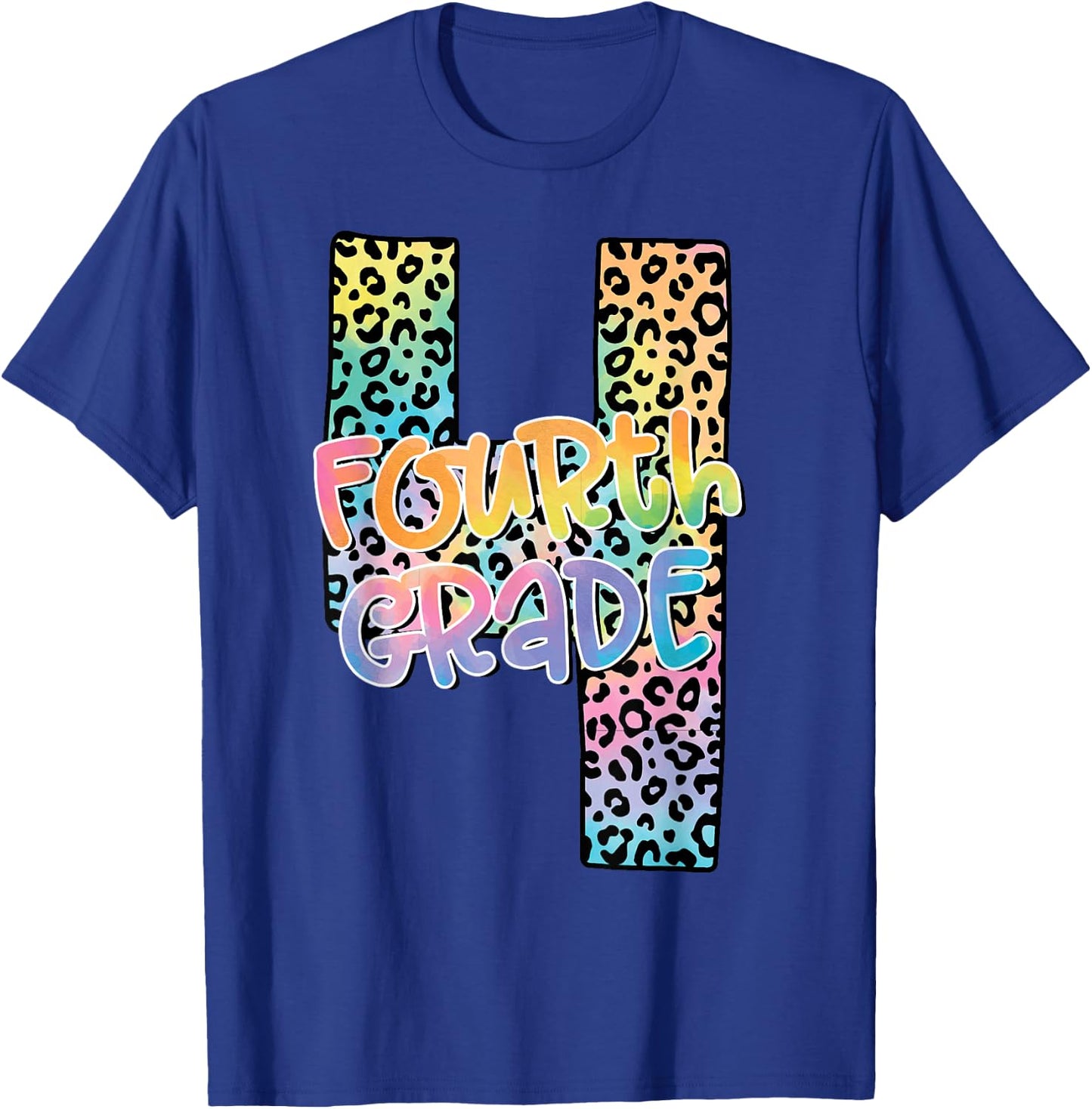 Fourth Grade Leopard Tie Dye Back To School 4th Grade Team T-Shirt - T-Shirt | Royal