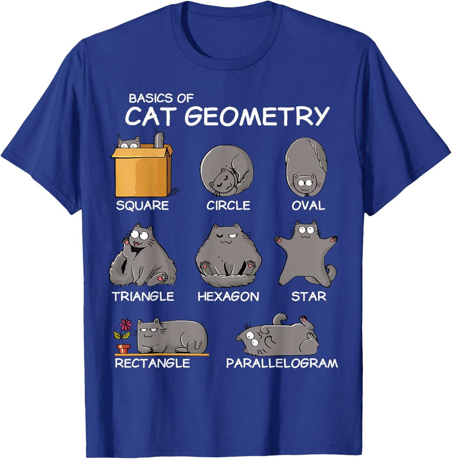 Cat Geometry Math Funny Cat Gifts For Cat Dad, Cat Mom, Kids , Small, Black T-Shirt - T-Shirt | Royal
