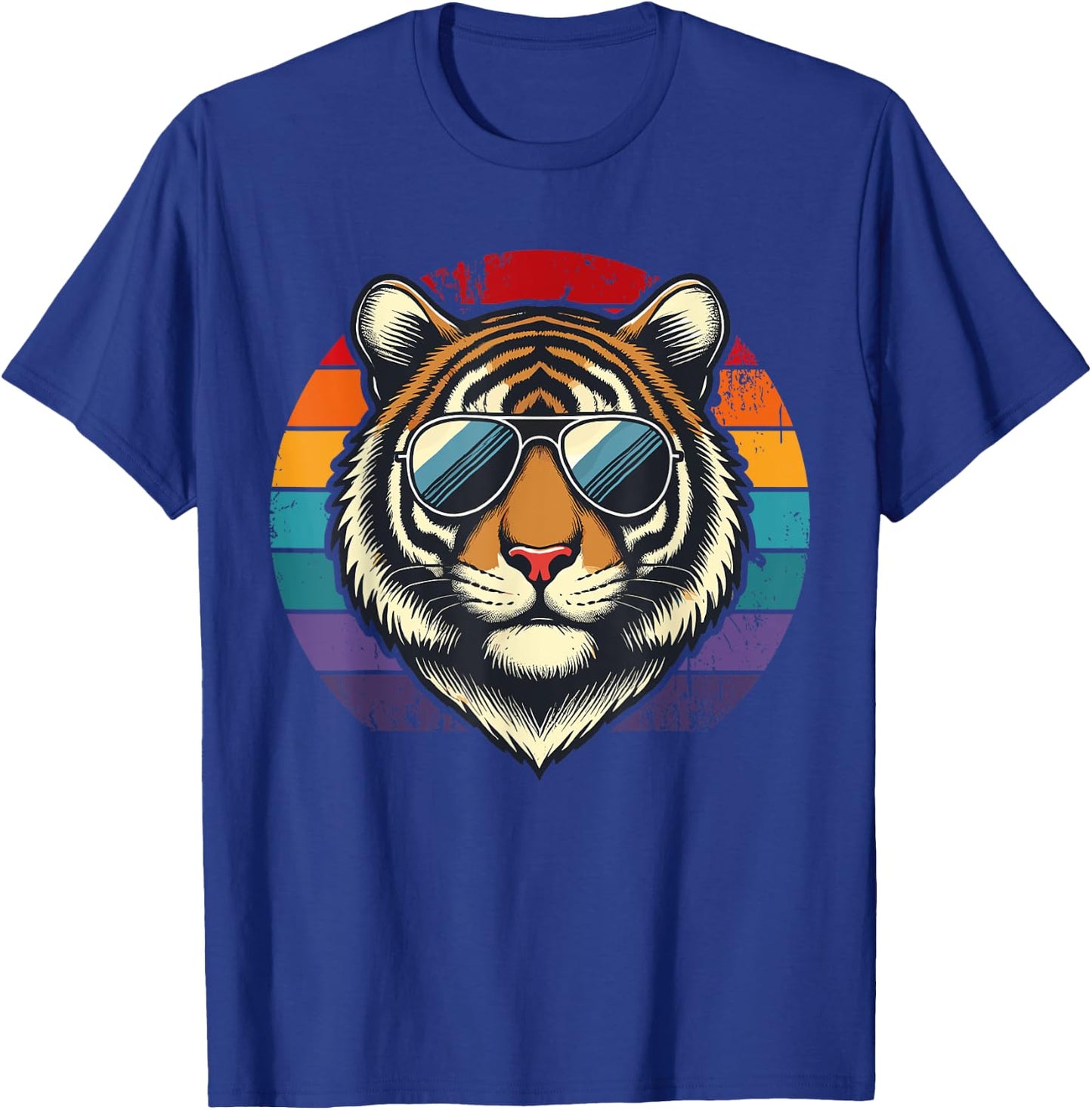 Retro Tiger in Sunglasses Men Women Kids Novelty Funny Tiger T-Shirt - T-Shirt | Royal