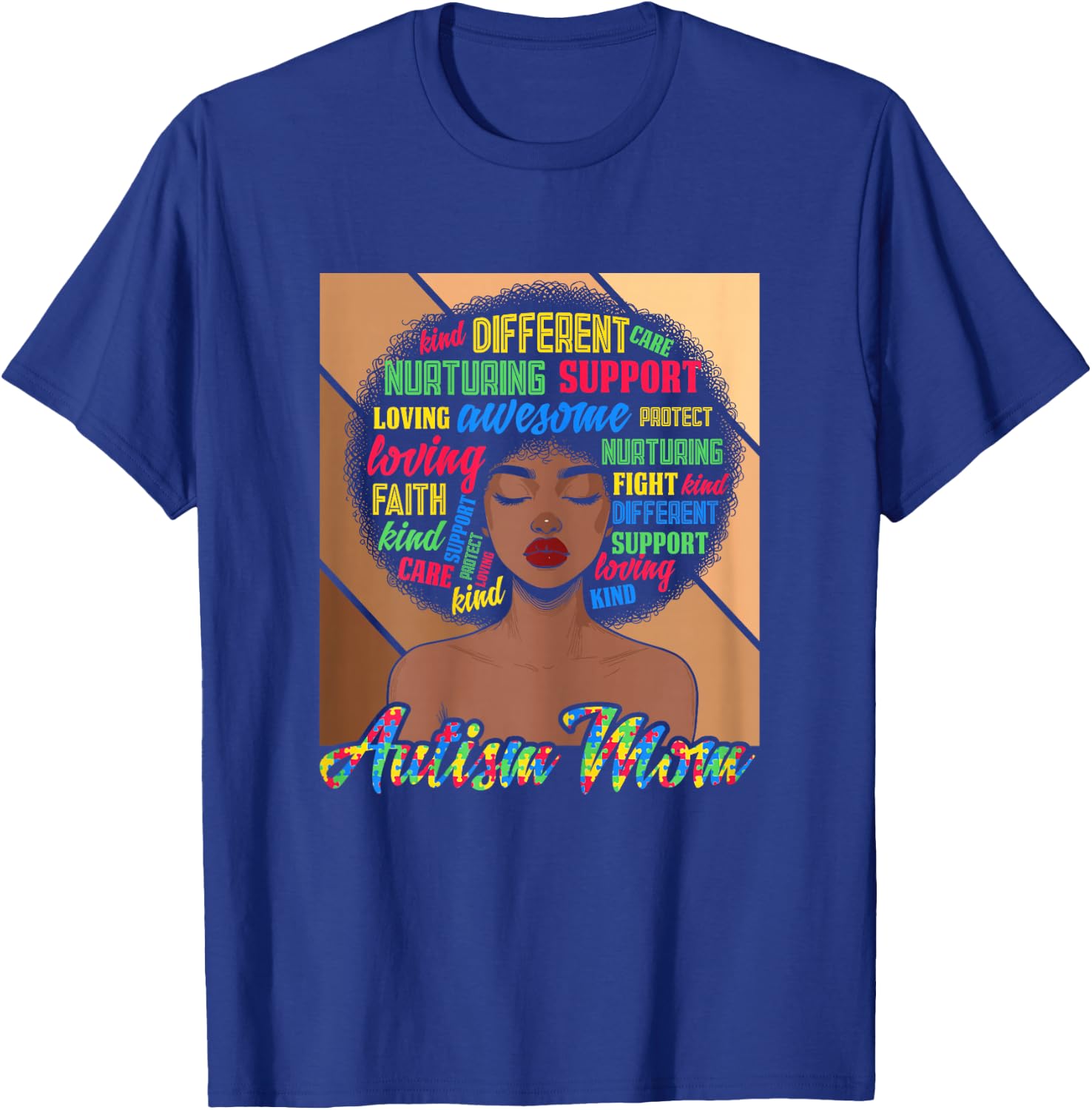 Autism Mom black women autism awareness for mom Melanin T-Shirt - T-Shirt | Royal