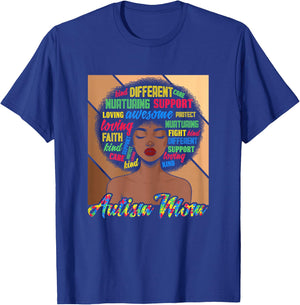 Autism Mom black women autism awareness for mom Melanin T-Shirt - T-Shirt | Royal