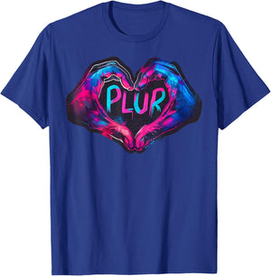 PLUR Graffiti Heart Hands – Retro EDM Festival Rave T-Shirt - T-Shirt | Royal