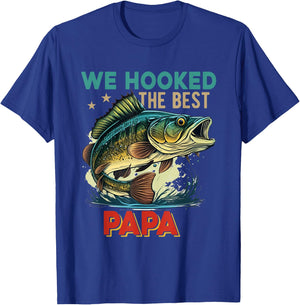 Vintage Retro We Hooked The Best Papa Father's Day Fisher T-Shirt - T-Shirt | Royal
