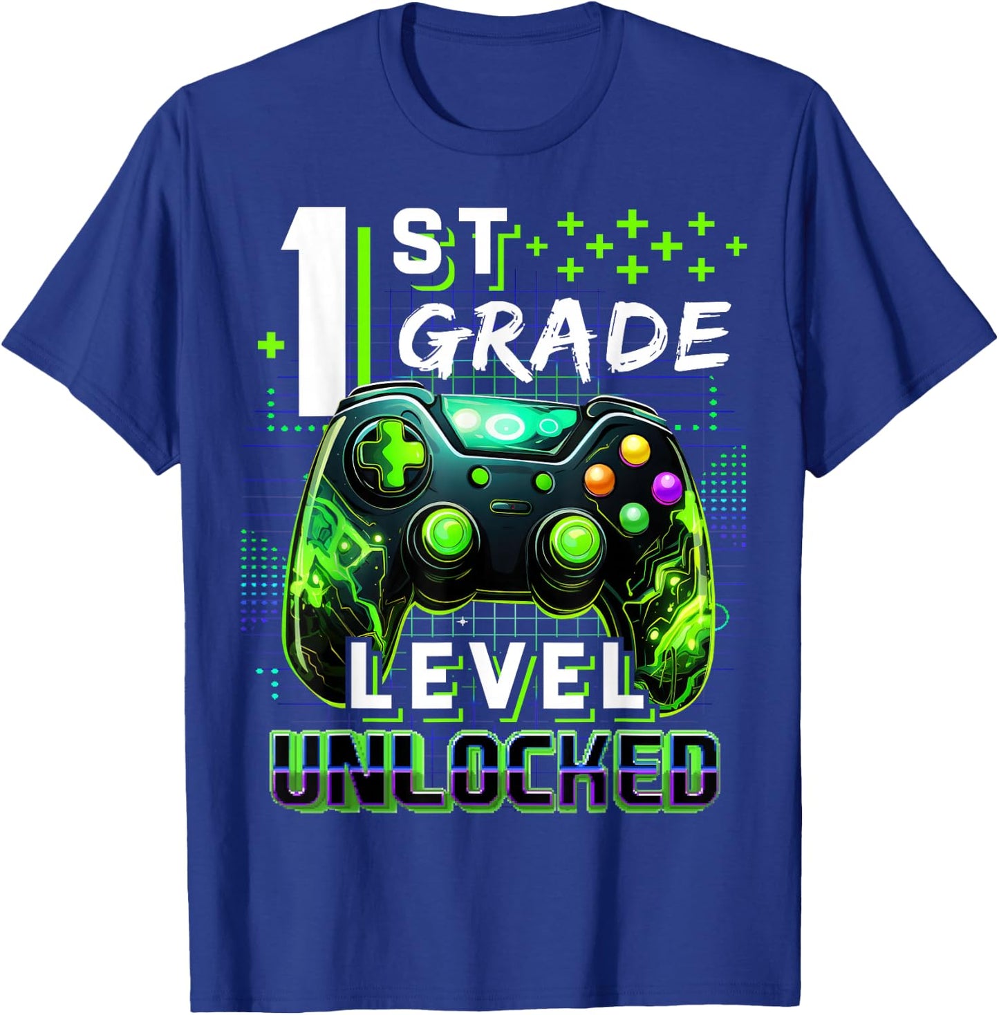 Back to School 1st Grade Boys Gamer First Day School Level T-Shirt - T-Shirt | Royal