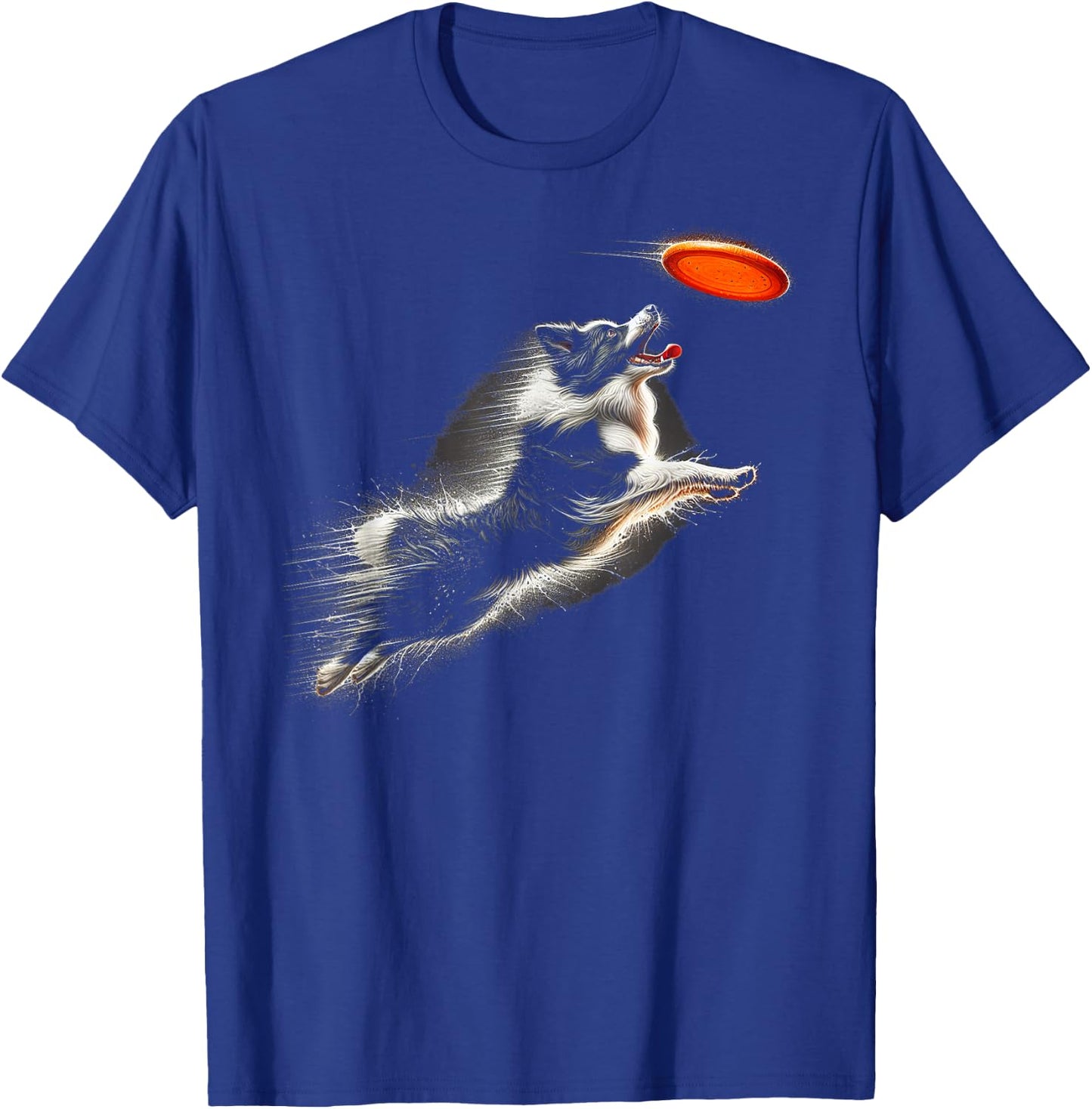 Border Collie Catching Frisbee Graphic Design T-Shirt - T-Shirt | Royal