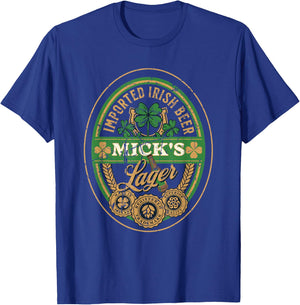 Mick's Lager Imported Irish Beer St Patricks Day Logo T-Shirt - T-Shirt | Royal