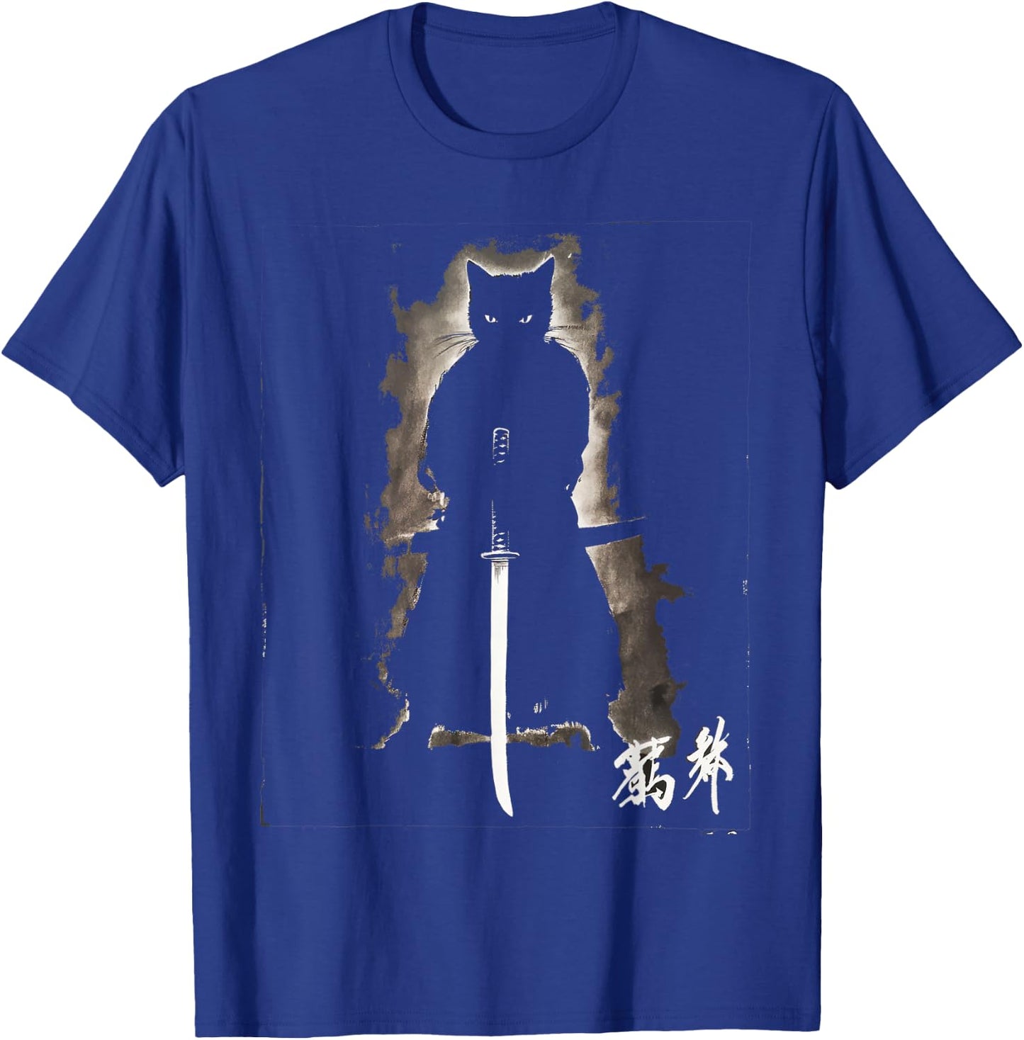 Vintage Samurai Cat Graphic Art Japanese Ukiyo-e Men Women Kids T-Shirt - T-Shirt | Royal
