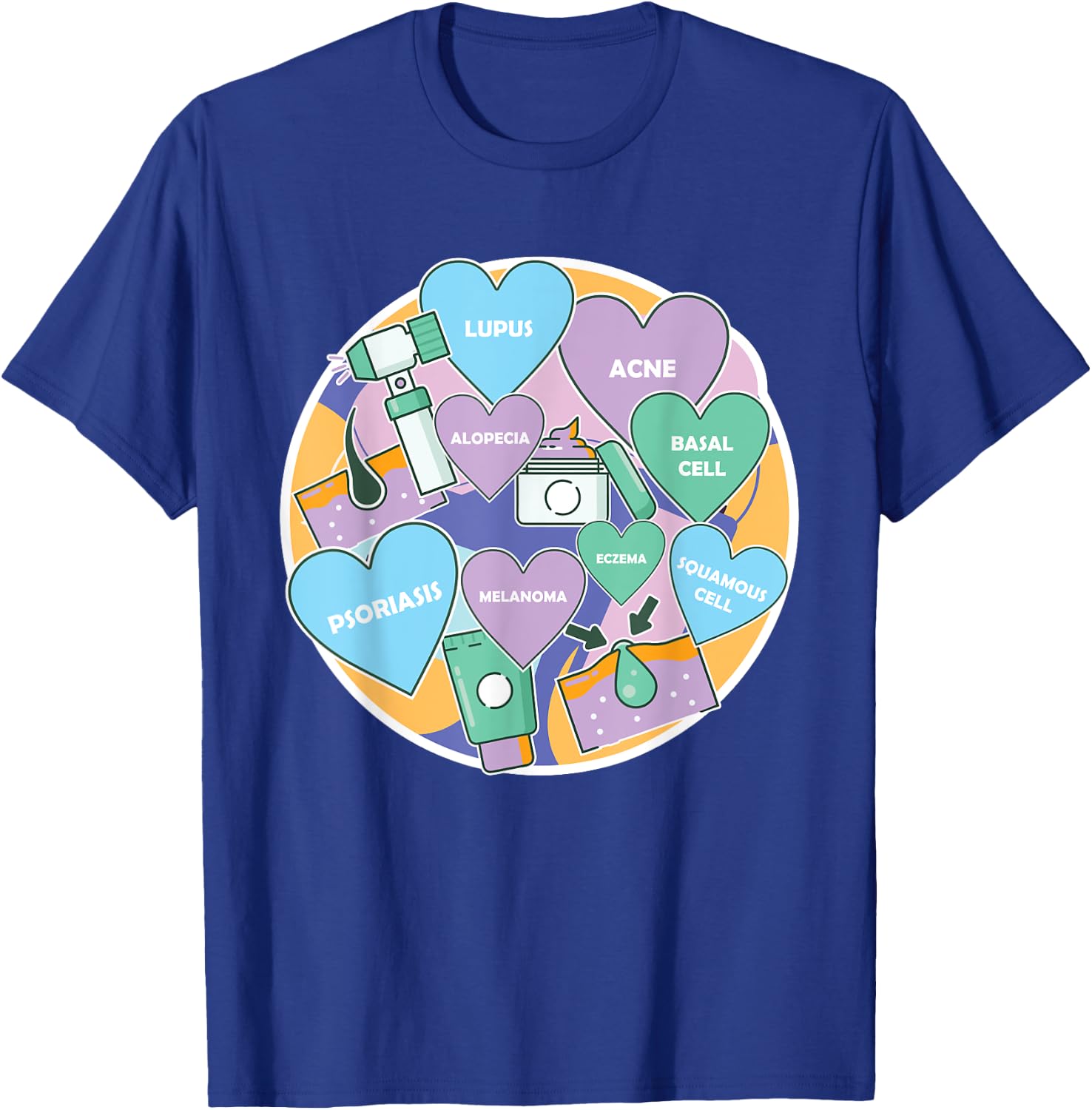 Dermatologist Team Love Dermatology Profession Skin Doctor T-Shirt - T-Shirt | Royal