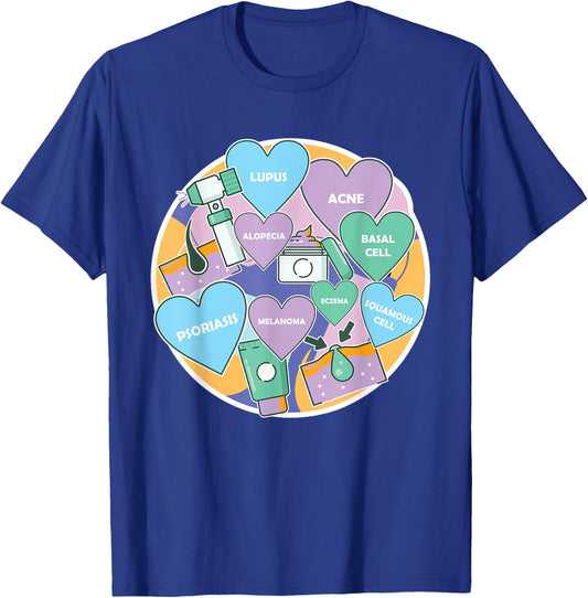 Dermatologist Team Love Dermatology Profession Skin Doctor T-Shirt - T-Shirt | Royal