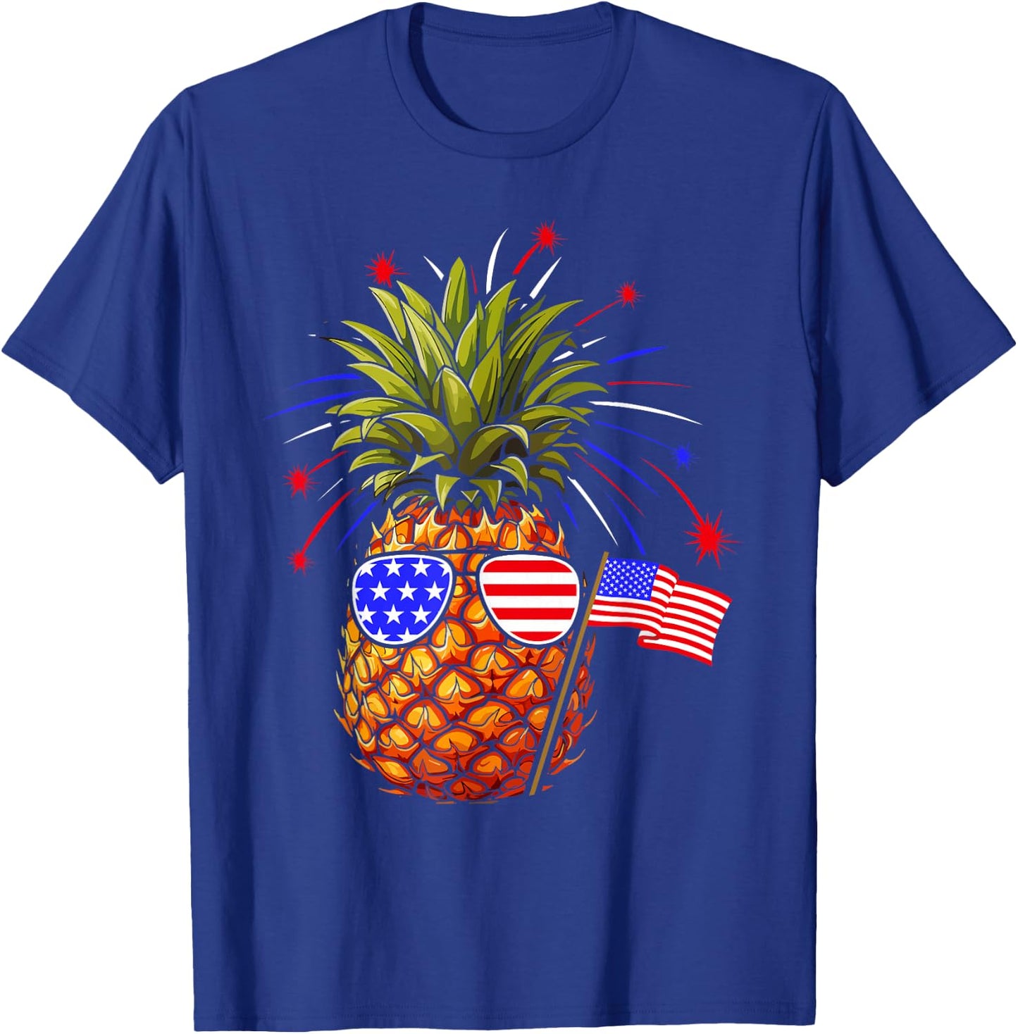 Pineapple 4th of July USA Pineapple American Flag Kids Men T-Shirt - T-Shirt | Royal