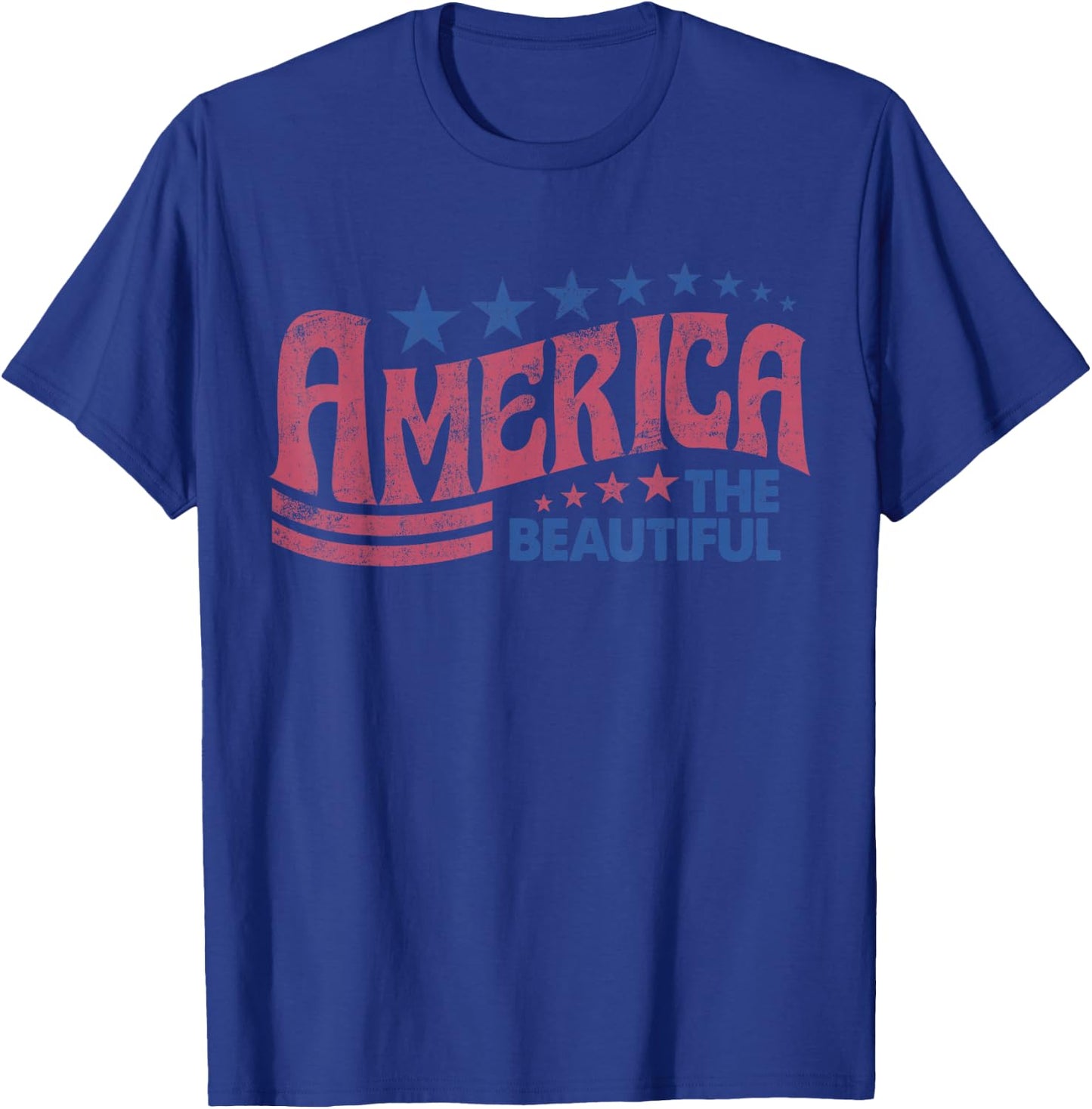 America The Beautiful Retro Vintage American 4th Of July T-Shirt - T-Shirt | Royal
