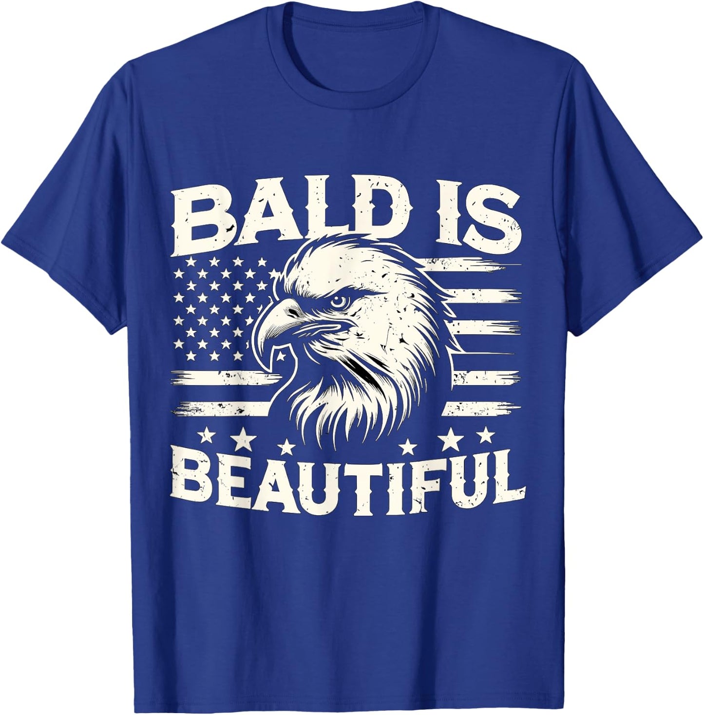 Bald is Beautiful American Bald Eagle USA Flag T-Shirt - T-Shirt | Royal