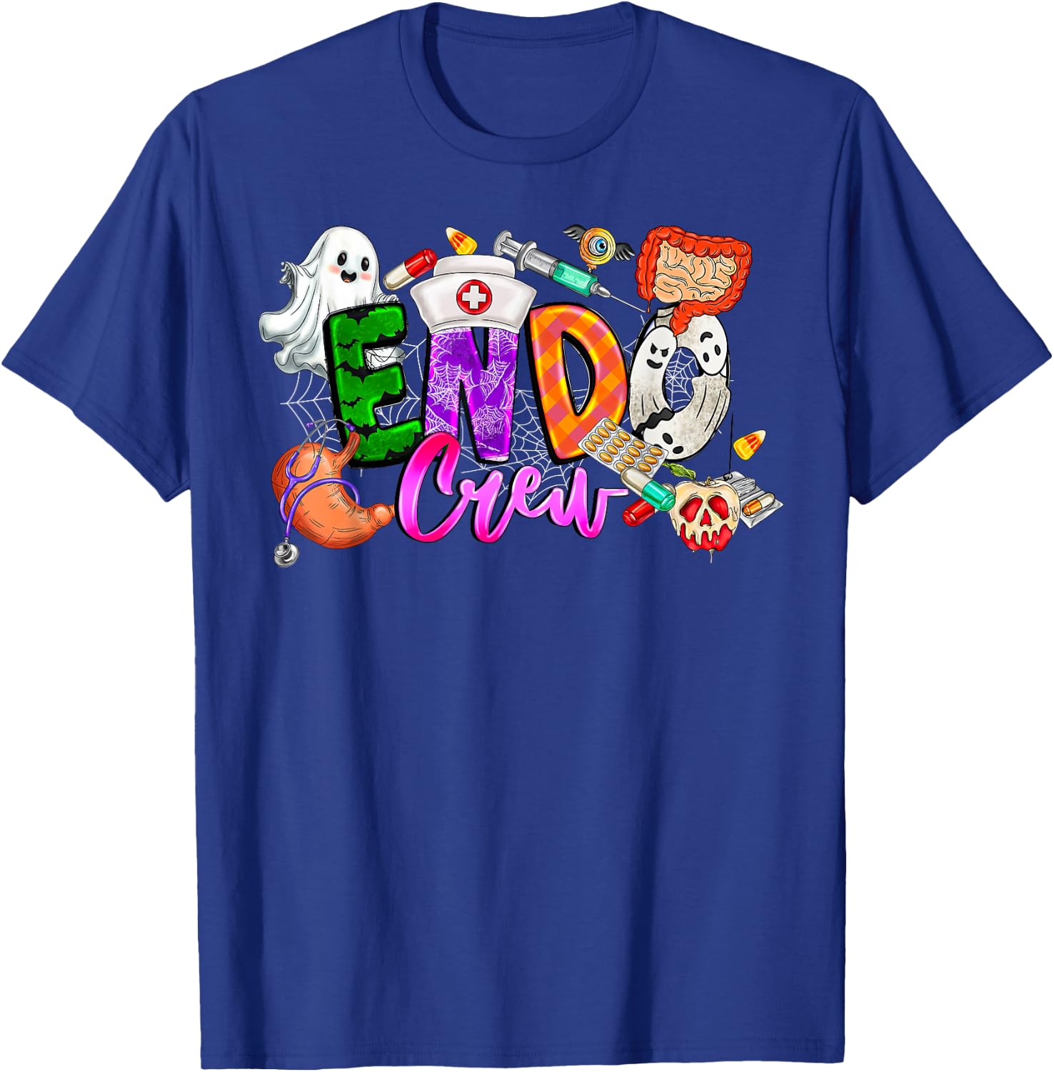 Retro Endo Crew Endoscopy Endo Nurse Tech Squad Halloween T-Shirt - T-Shirt | Royal