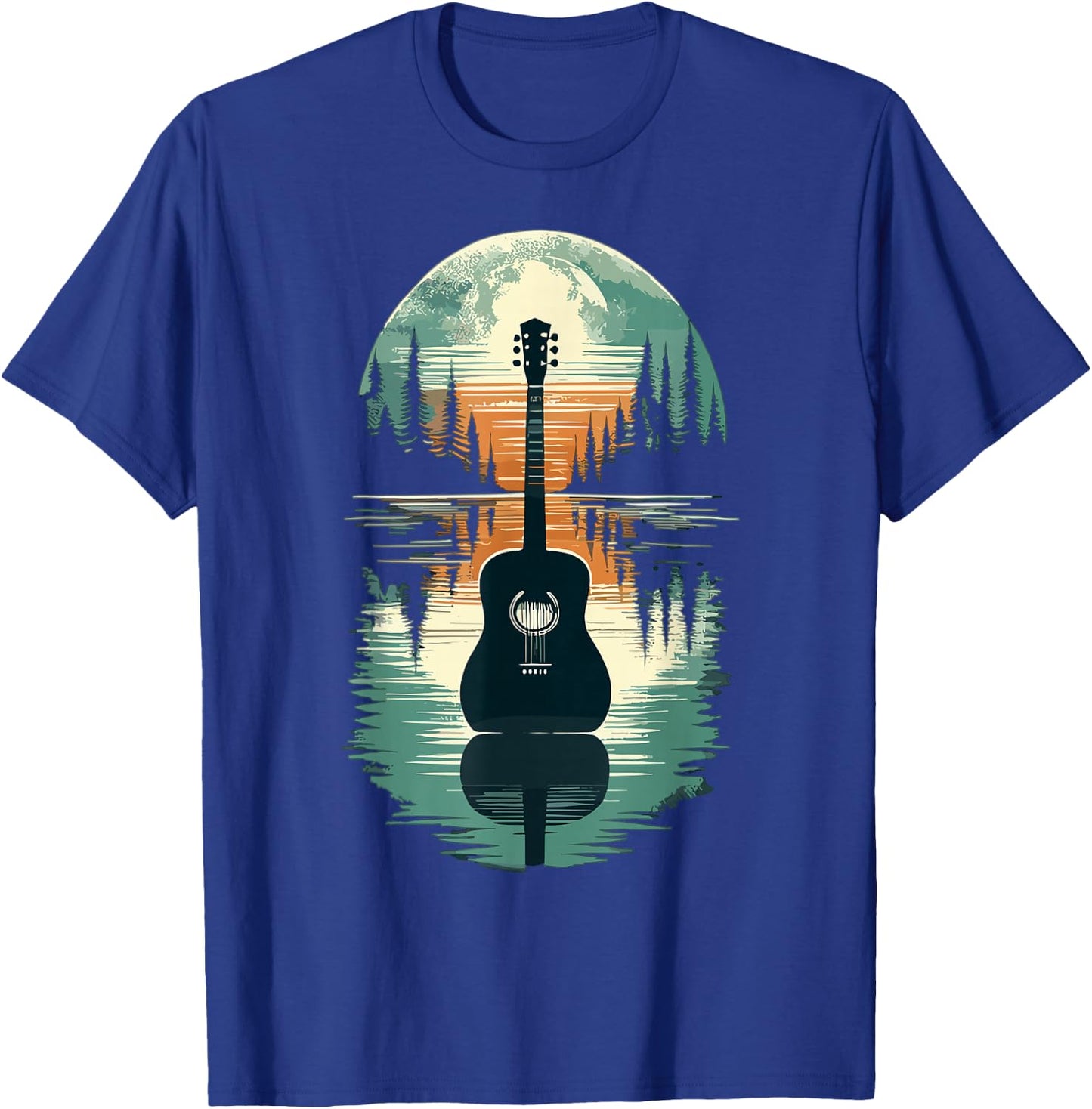 Guitar Lake Shadow Guitar Musician T-Shirt - T-Shirt | Royal