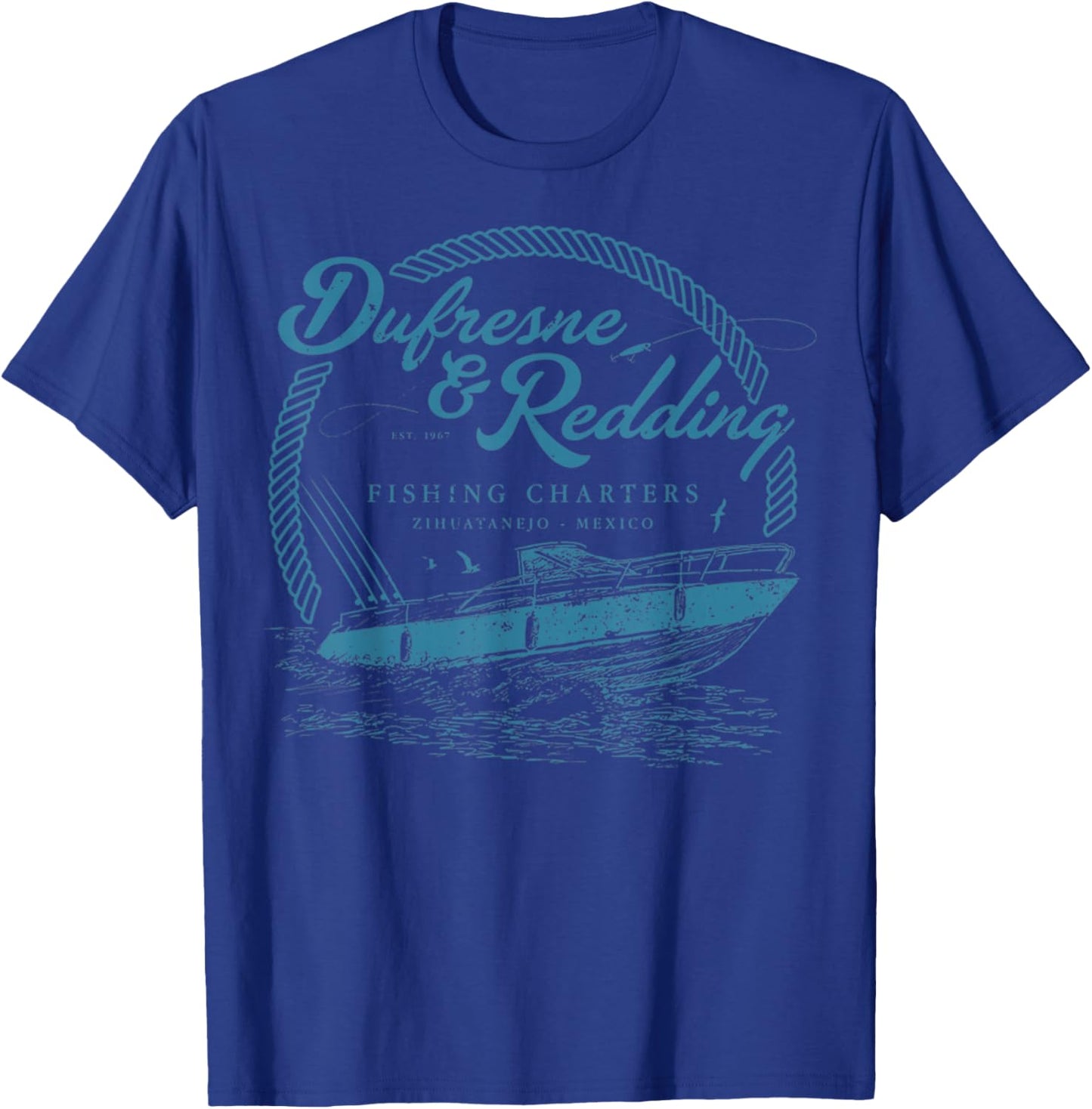 Retro Vintage Dufresne and Redding Fishing Charters Lover T-Shirt - T-Shirt | Royal