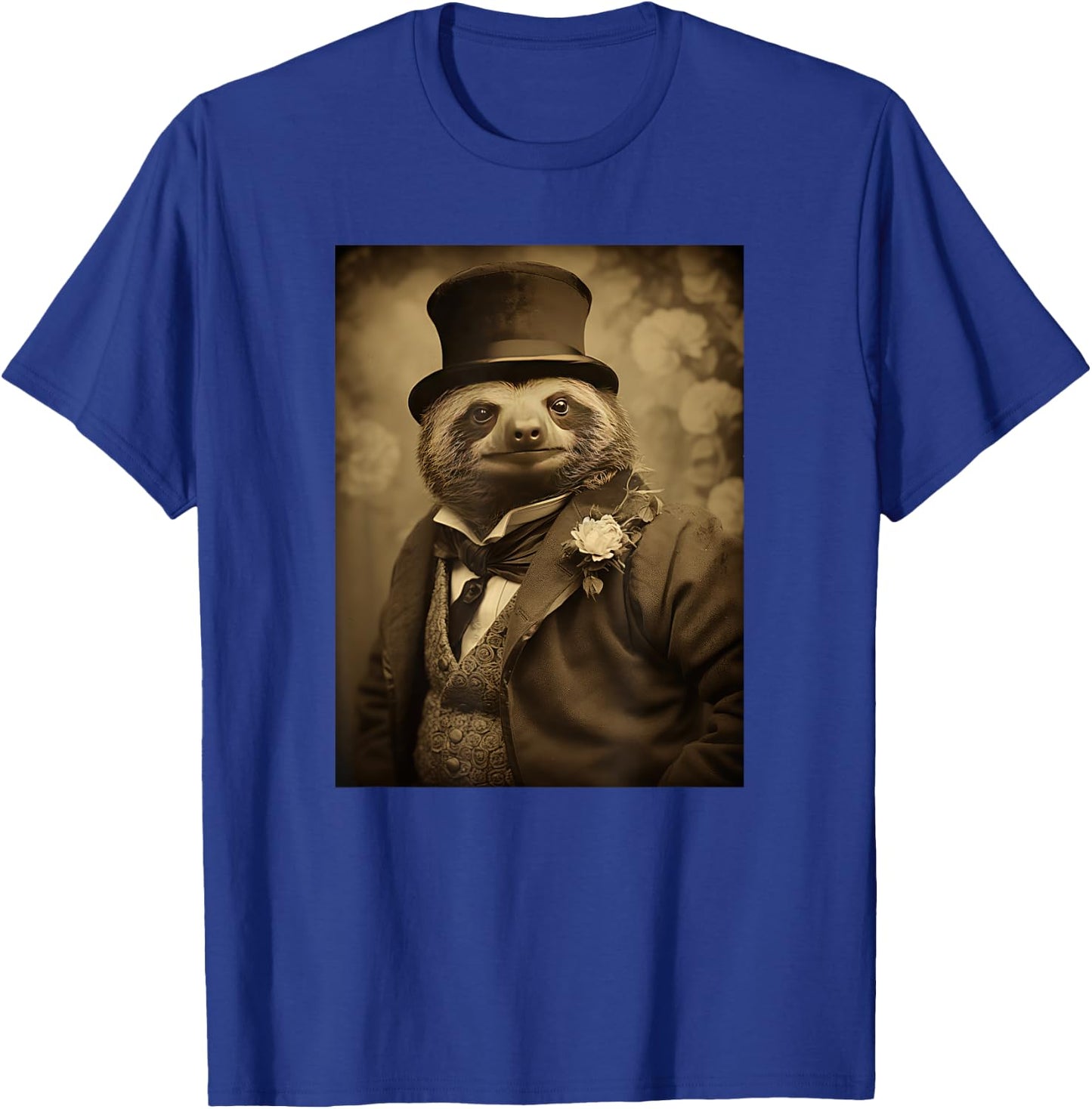 Funny Sloth Photo Victorian Animal Portrait Vintage Sloth T-Shirt - T-Shirt | Royal