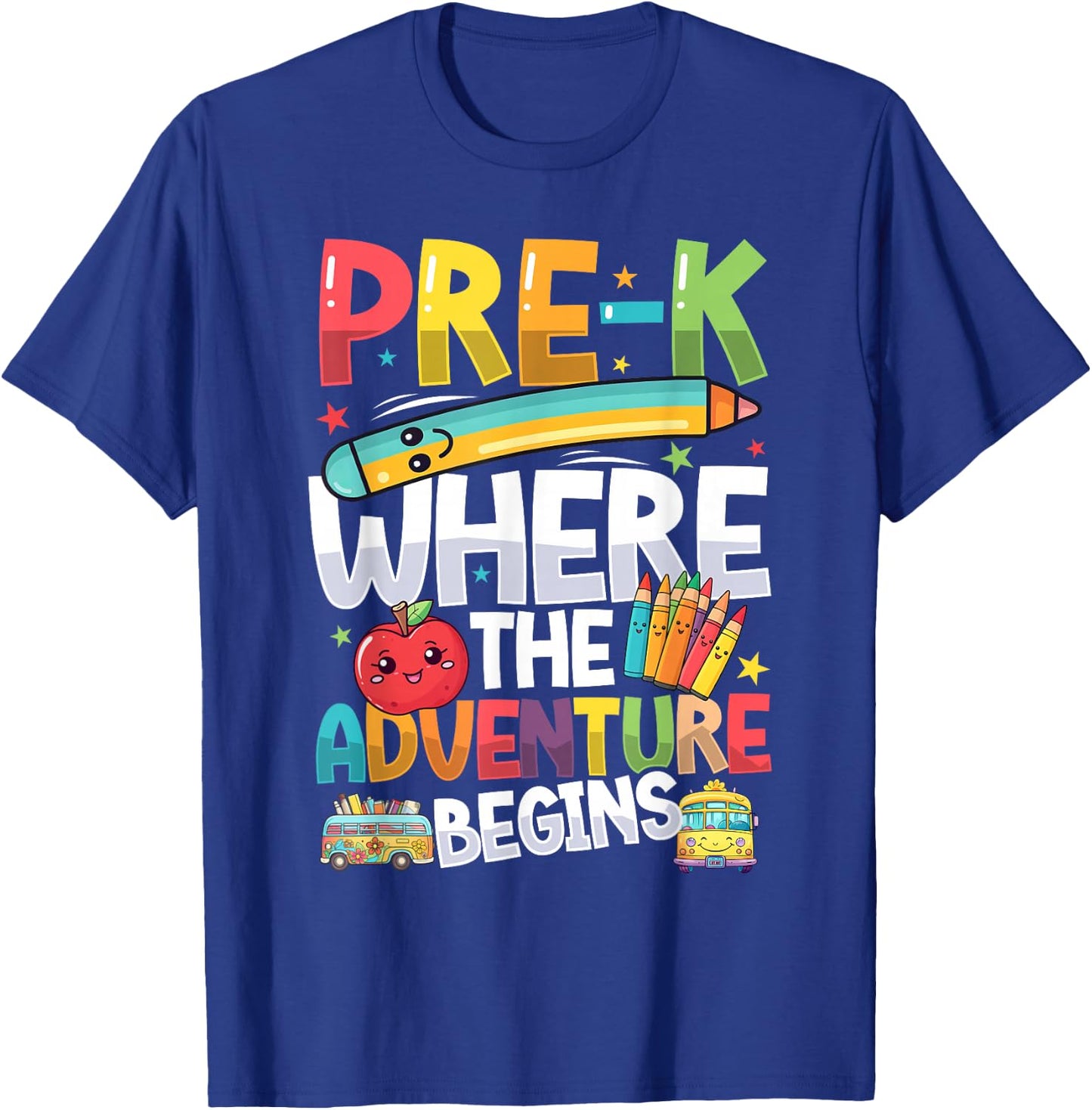 Pre-K Where The Adventure Begins, First Day & Back To School T-Shirt - T-Shirt | Royal