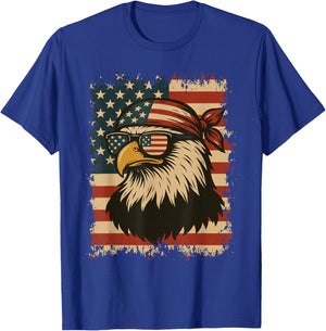 American 4TH Of July Bald Eagle Patriotic USA Flag Bandana T-Shirt - T-Shirt | Royal