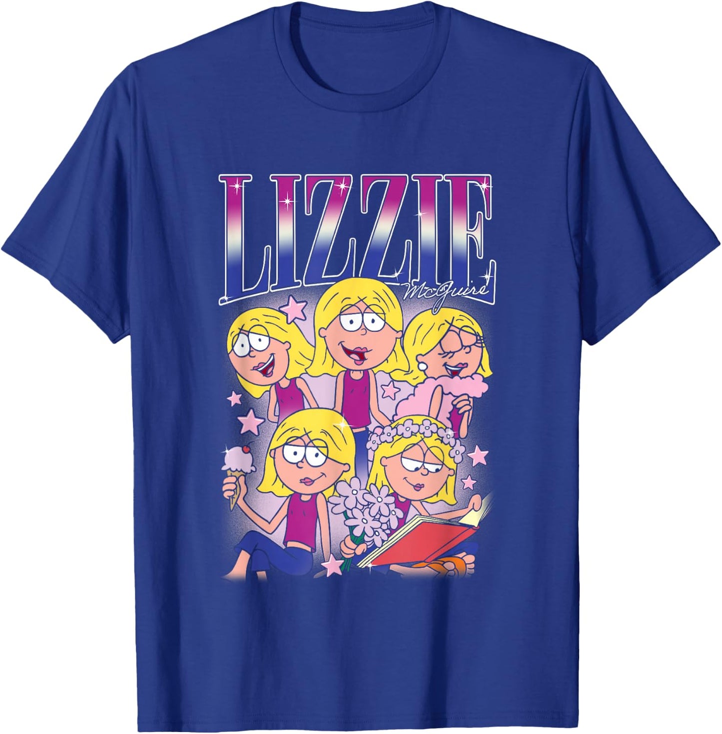 Disney Lizzy McGuire Lizzie 90s Style Collage Big Chest Logo T-Shirt - T-Shirt | Royal