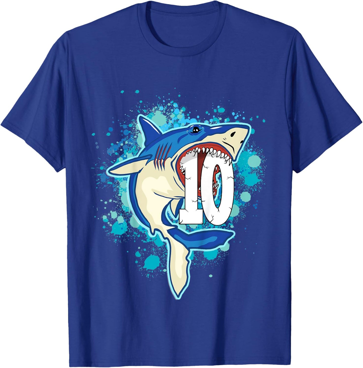 Kids Kids 10 yrs Old Boys Shark Birthday Gift Shirt T-Shirt - T-Shirt | Royal