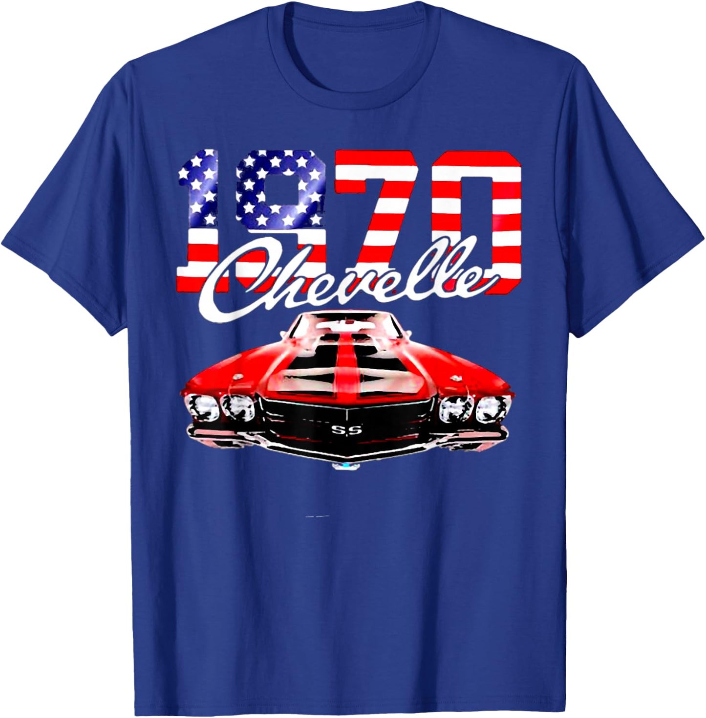 1970 70 Chevelle SS Trending Chevys Muscle Red White Car T-Shirt - T-Shirt | Royal