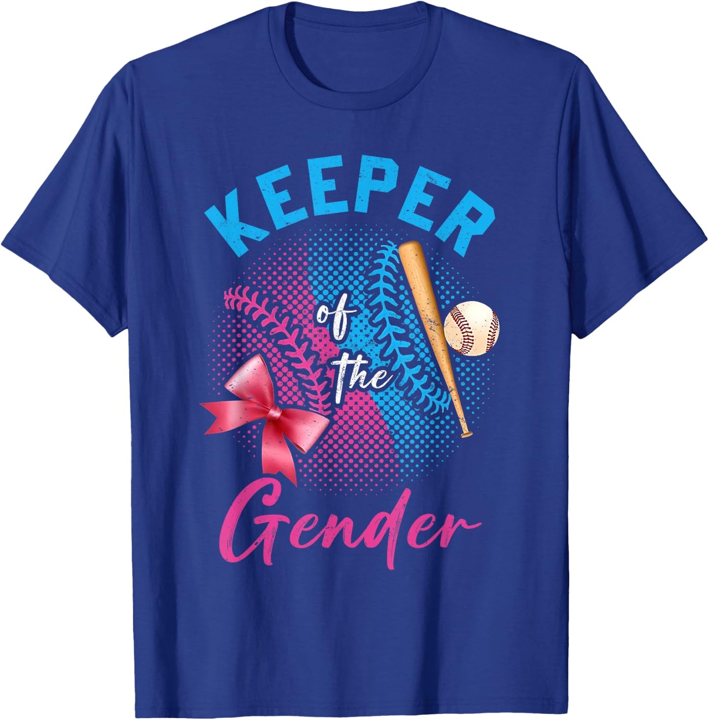 Keeper Of The Gender Baseball or Bows Gender Reveal Party T-Shirt - T-Shirt | Royal