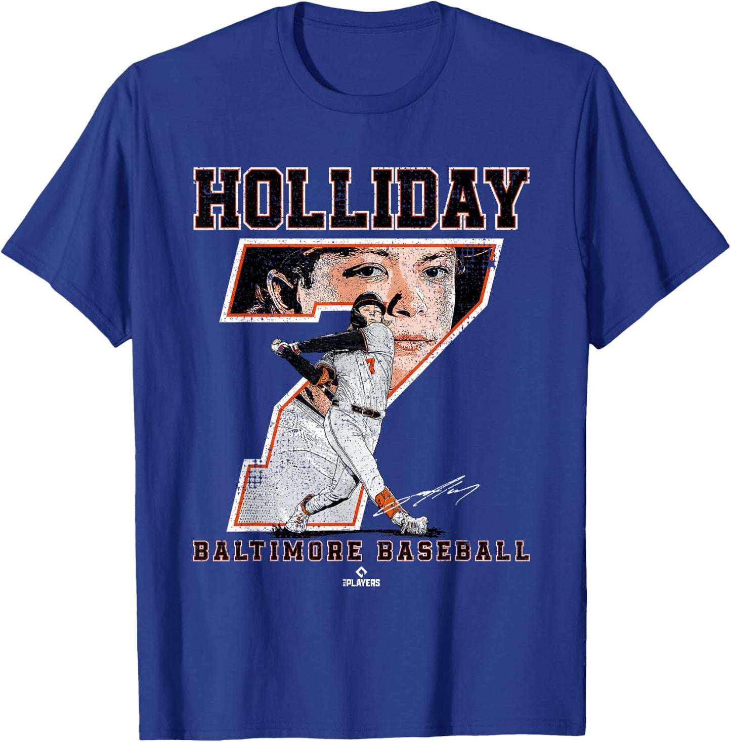Number and Portrait Jackson Holliday Baltimore MLBPA T-Shirt - T-Shirt | Royal