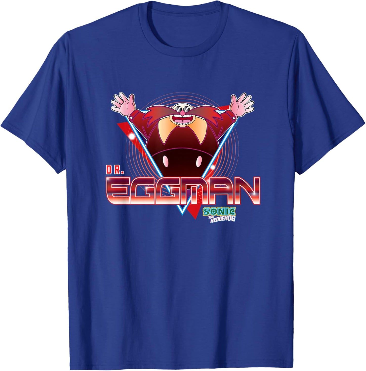 Sonic The Hedgehog Dr. Eggman Retro Neon Logo T-Shirt - T-Shirt | Royal