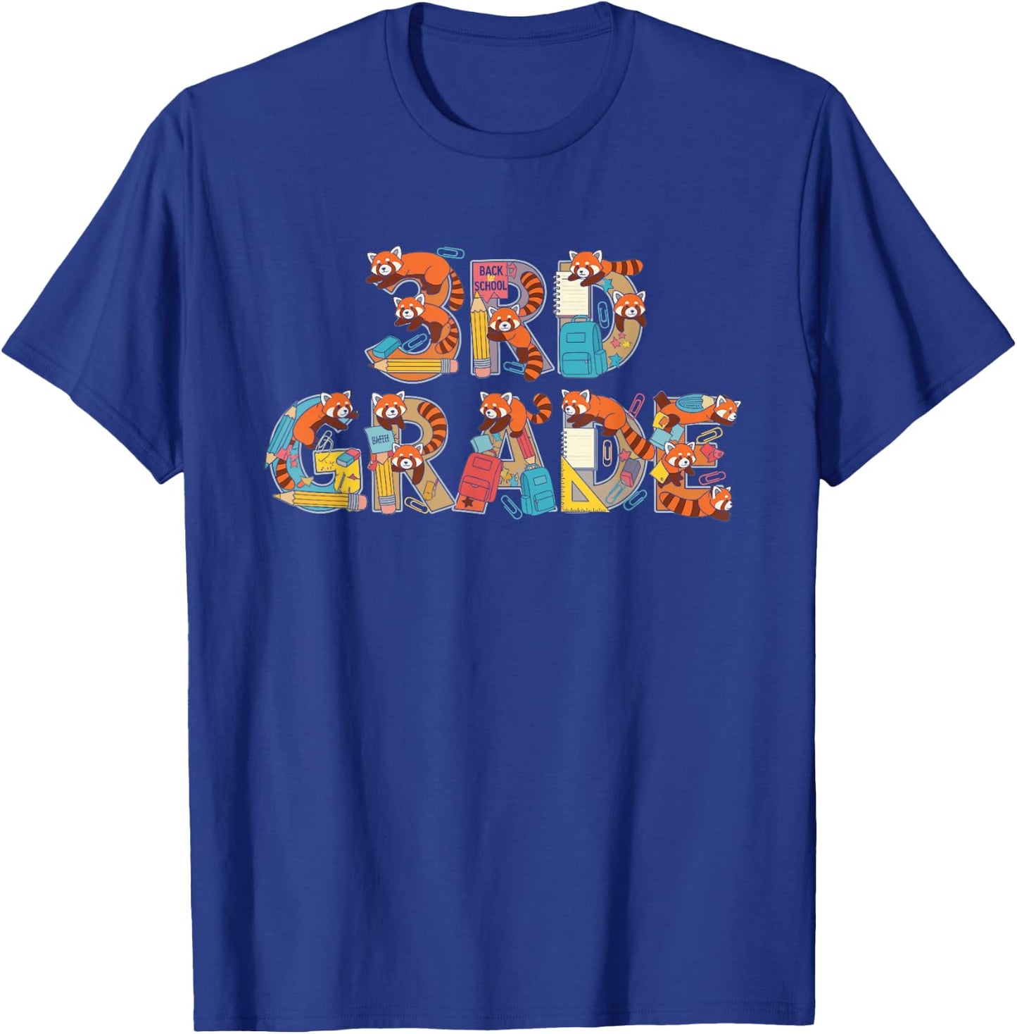 Funny Red Panda Third Grade Back to School Kids Boys Girls T-Shirt - T-Shirt | Royal