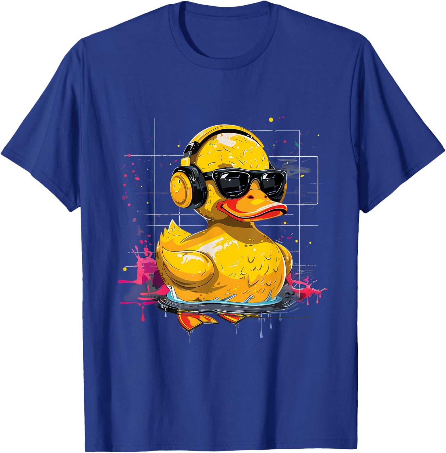 Rubber Duck Music Headphones Rubber Duckie Watercolor T-Shirt - T-Shirt | Royal