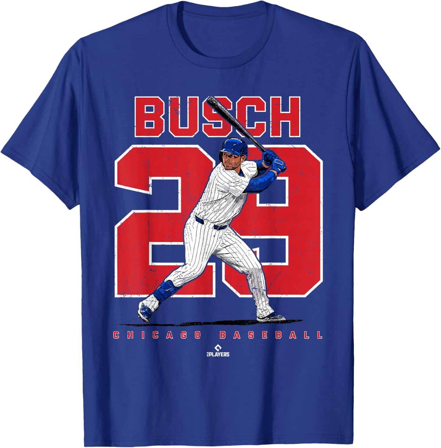 Number & Portrait Michael Busch Chicago MLBPA T-Shirt - T-Shirt | Royal