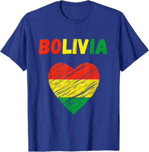Bolivia Flag Holiday Bolivia Heart Bolivian Flag T-Shirt - T-Shirt | Royal