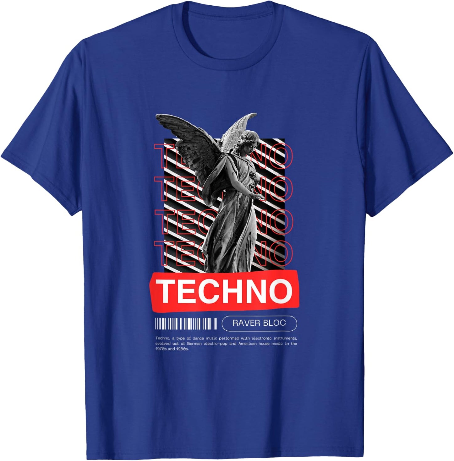 Raver Bloc Techno Angel EDM Raver Design -Adults Black Small Short Sleeve T-Shirt - T-Shirt | Royal