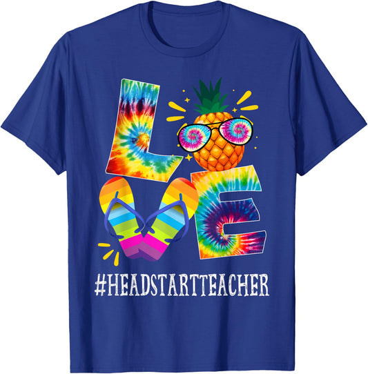 Headstart Teacher Love Pineapple Summer Off duty Tie Dye Women T-Shirt - T-Shirt | Royal