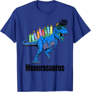 Menorasaurus Rex Menorah Dinosaur Hanukkah Pajama for Boys T-Shirt - T-Shirt | Royal