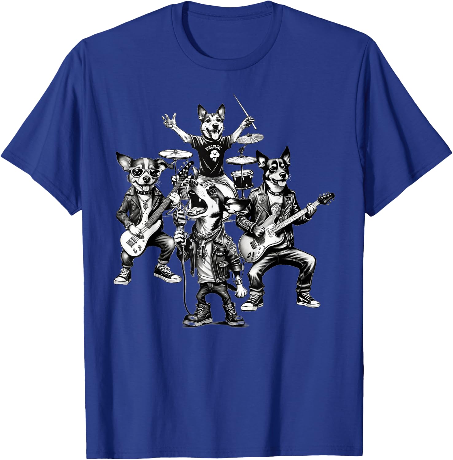 Dogs Rock Band Dogs Playing Guitar Bass Drums Singer Dog Women T-Shirt - T-Shirt | Royal
