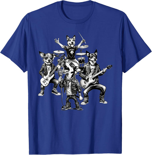 Dogs Rock Band Dogs Playing Guitar Bass Drums Singer Dog Women T-Shirt - T-Shirt | Royal