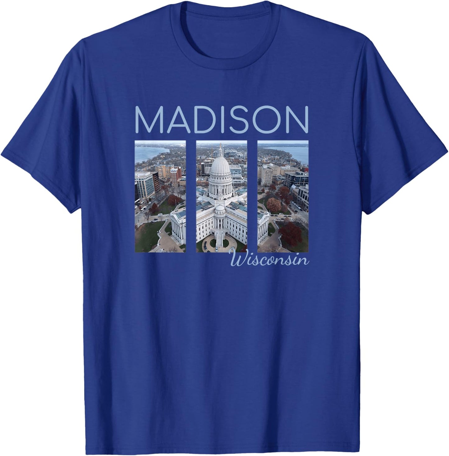 Wisconsin State Capitol Building Madison Skyline Art Gift T-Shirt - T-Shirt | Royal