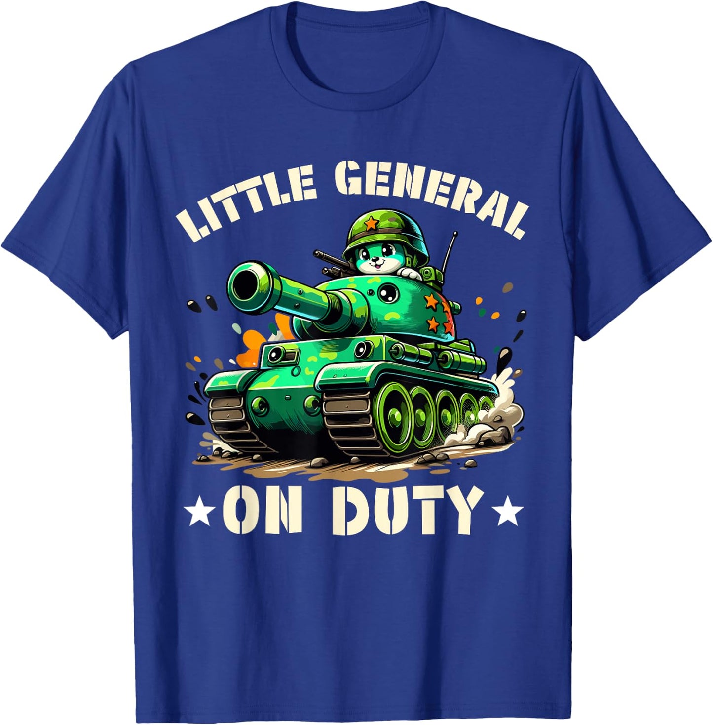 Little General on Duty - Boys Army Tank military Adventure T-Shirt - T-Shirt | Royal