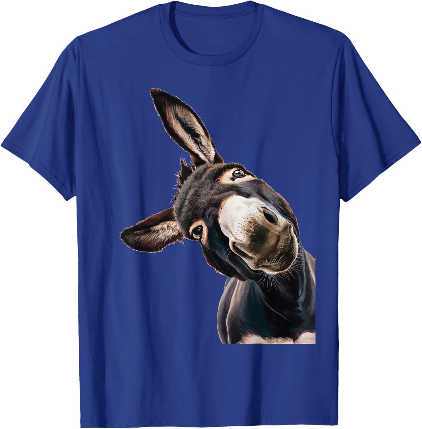 Funny Donkey Head Art Quirky Animal Lover Smile T-Shirt - T-Shirt | Royal