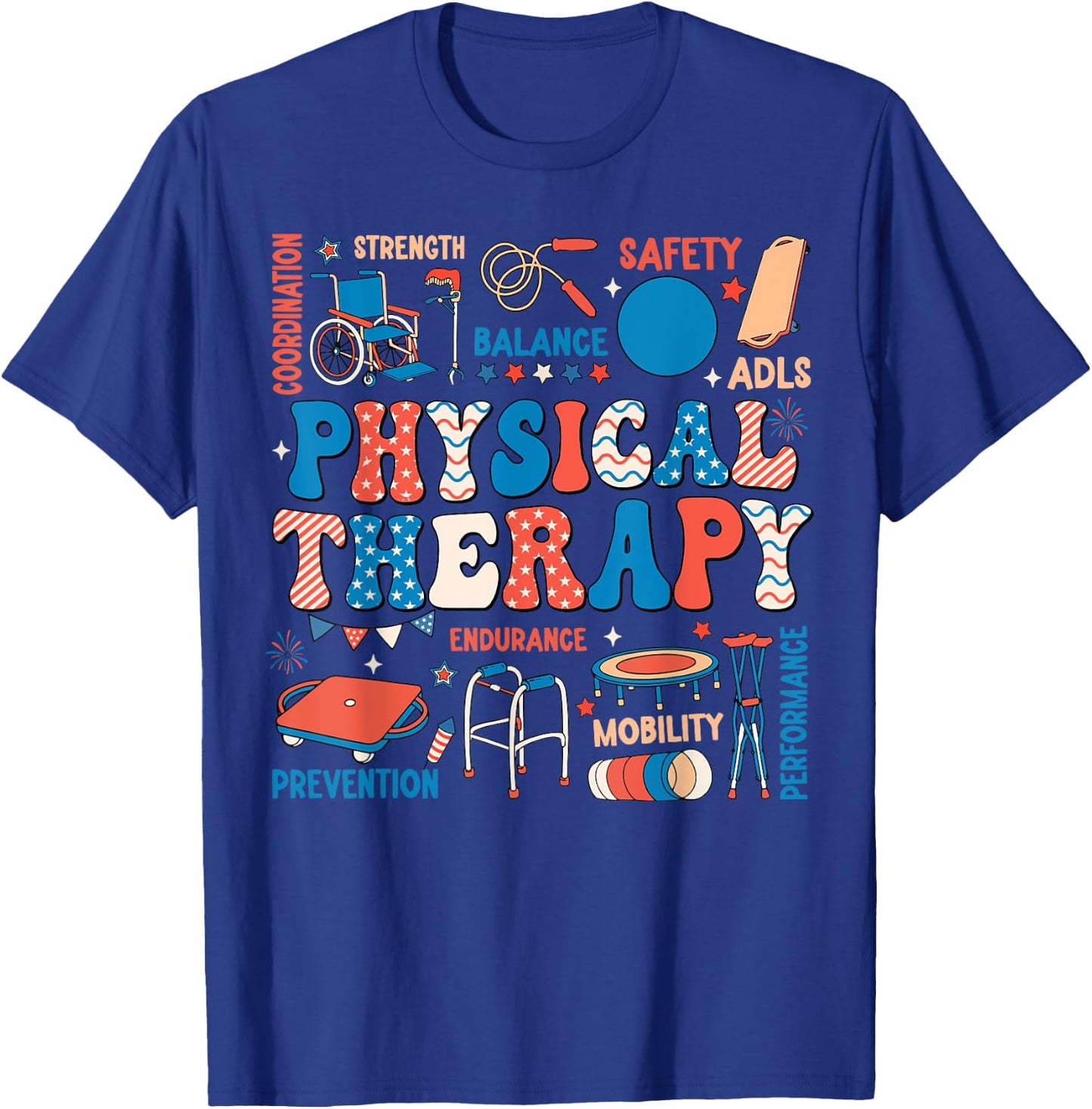 Retro Physical Therapy 4th Of July PT PTA Physical Therapist Men T-Shirt - T-Shirt | Royal