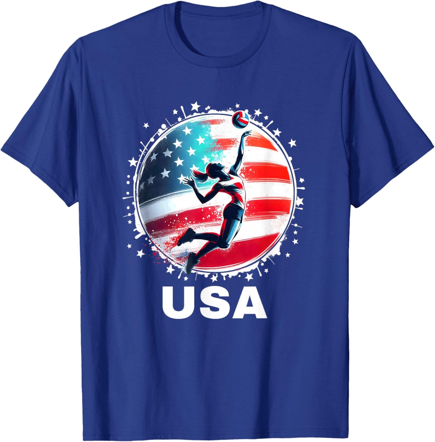 Volleyball USA Go USA Team USA Flag Women Volleyball T-Shirt - T-Shirt | Royal
