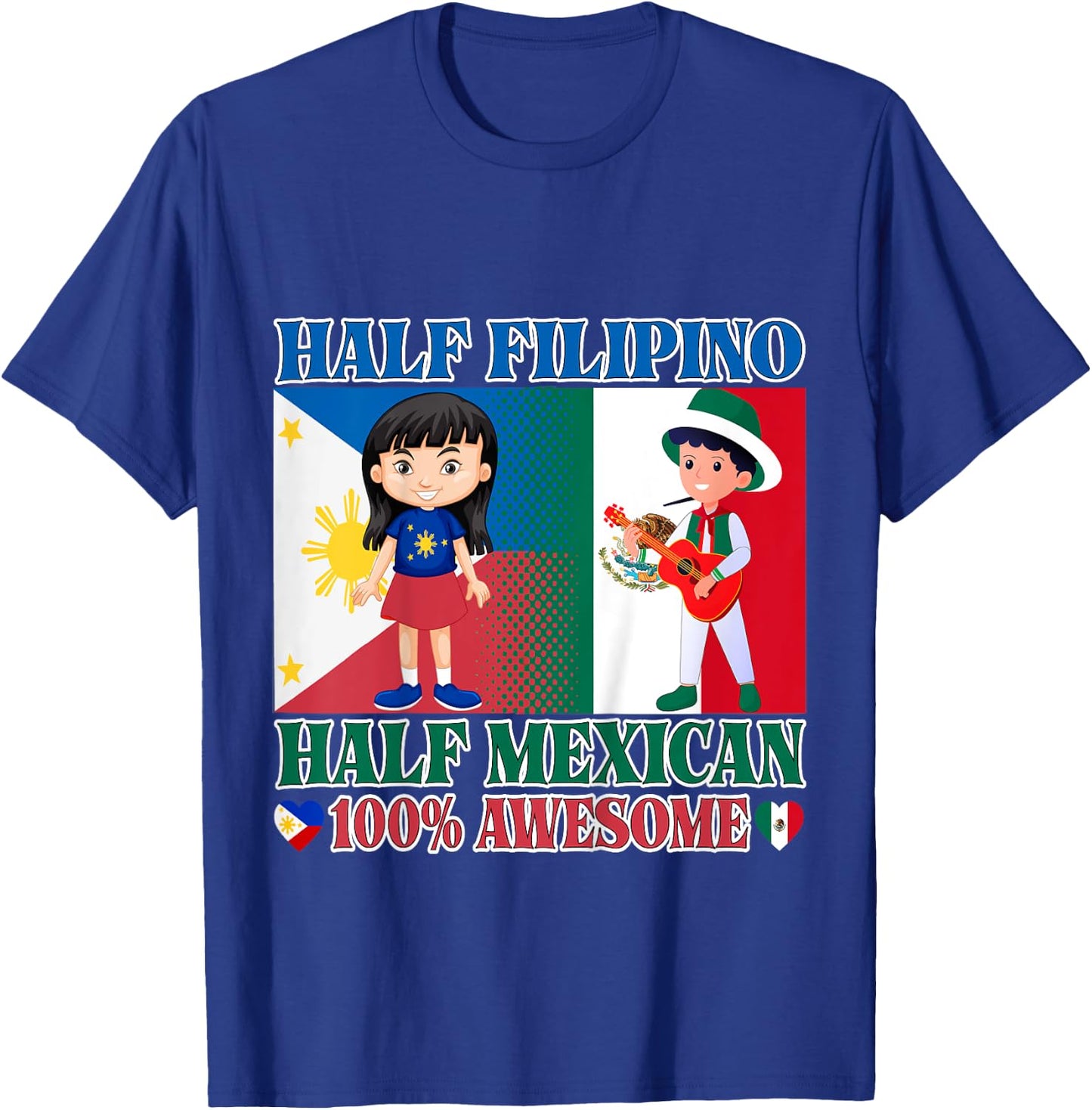 Half Filipino Half Mexico Toddler Mexico Philippines Flag T-Shirt - T-Shirt | Royal