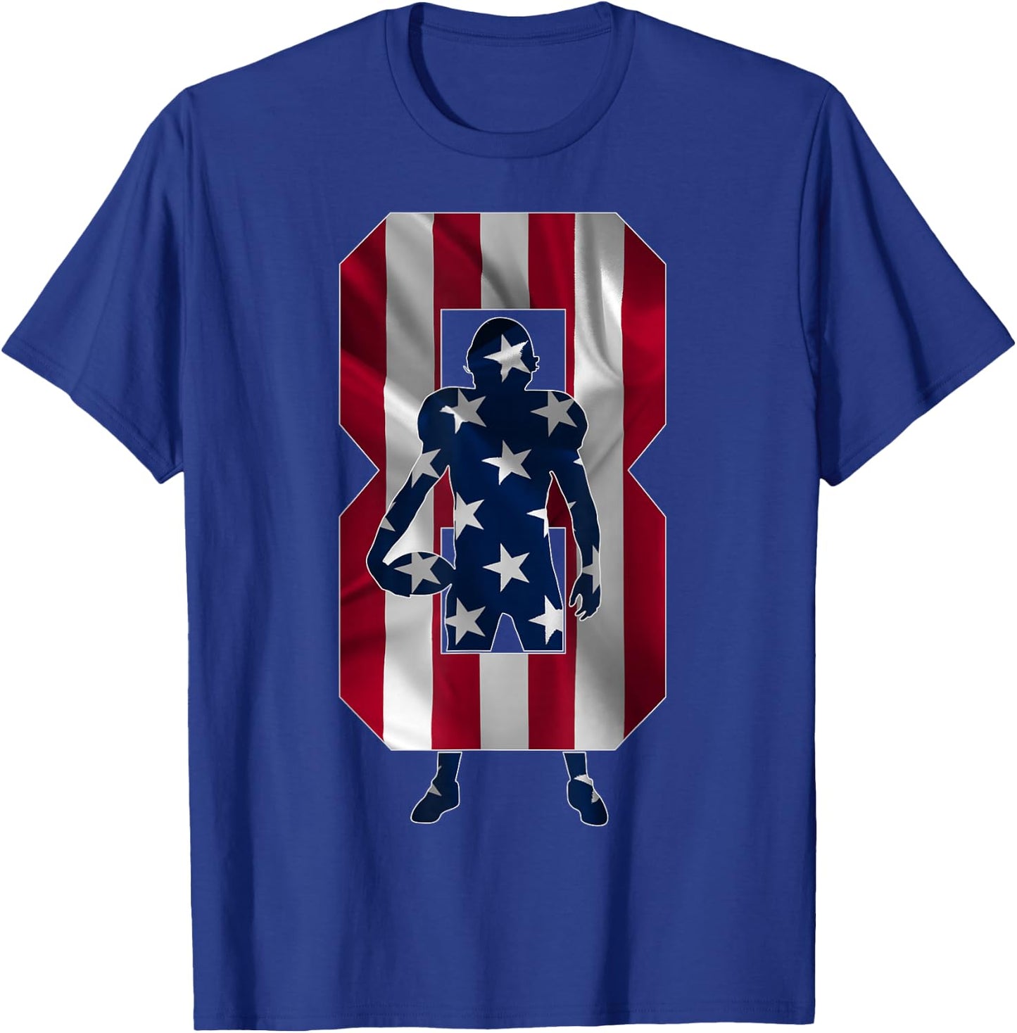 Number 8 Years Football 8th Birthday T-Shirt - T-Shirt | Royal